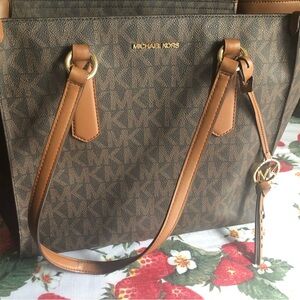 Michael Kors Brown luggage large top zip tote